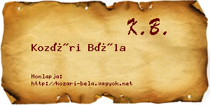 Kozári Béla névjegykártya